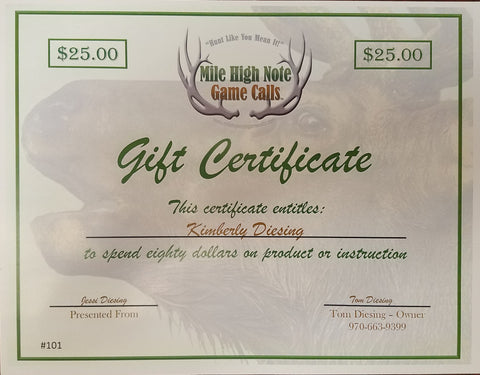X- Gift Certificate - $25.00